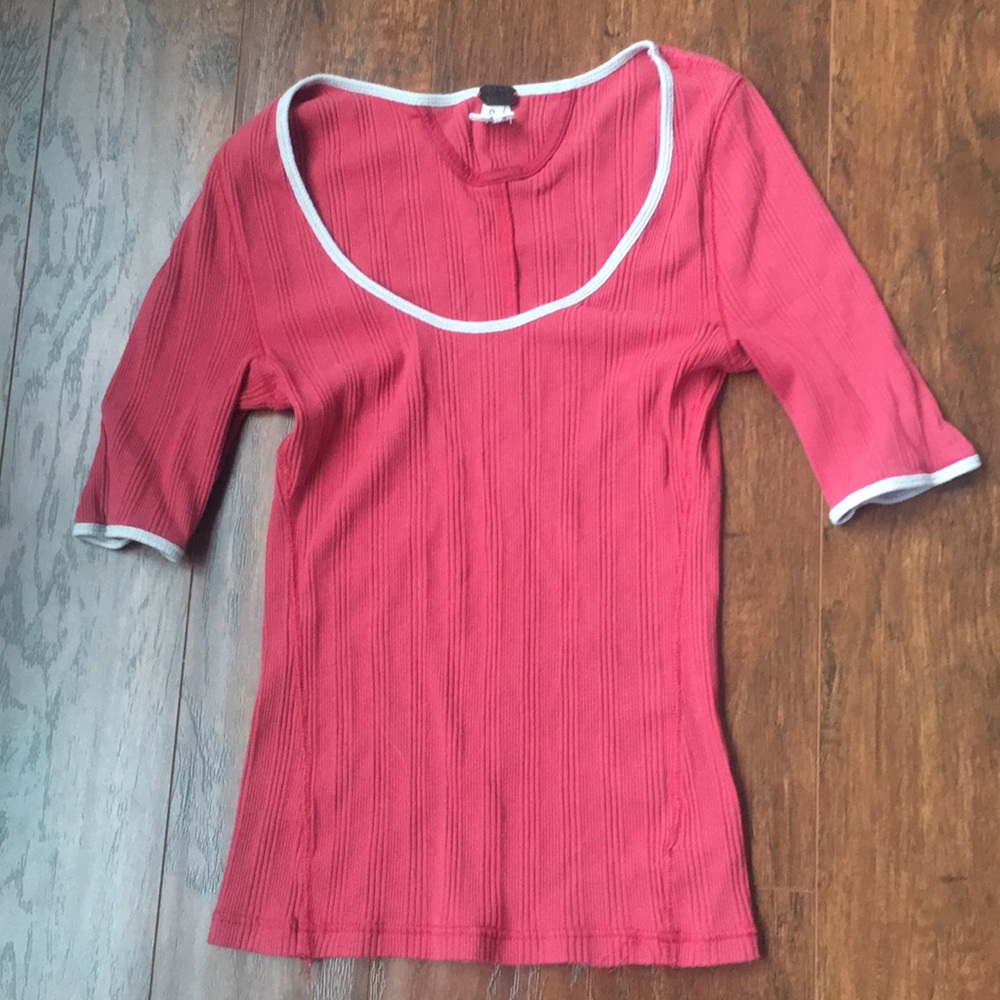 We the free coral 1/3 length sleeve top